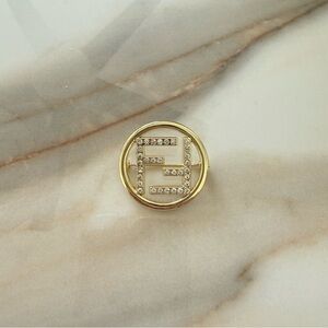 Crystal-Embellished Gold Brooch